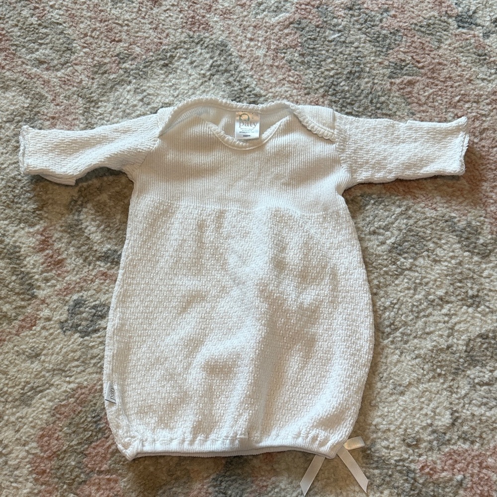 White Baby Sleep Gown - Soft Long Sleeve Kids Pajamas